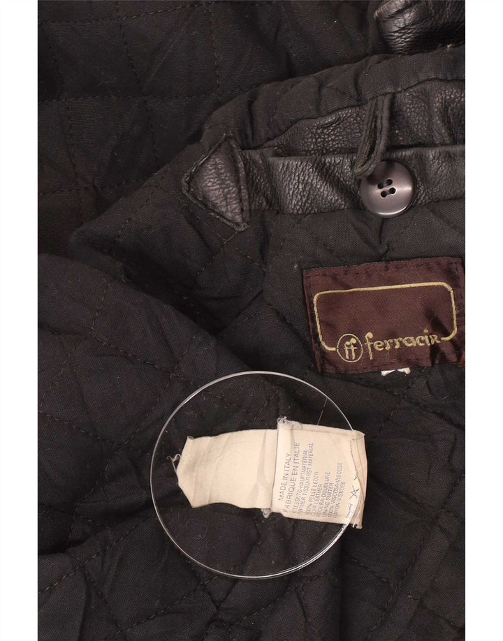 Chaqueta de cuero vintage para hombre Reino Unido 42 XL Negro