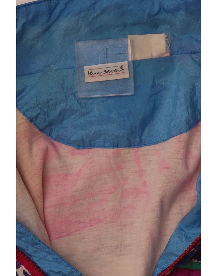 Vintage mujeres suelta ajuste chándal top chaqueta Reino Unido 12 medio rosa geométrico