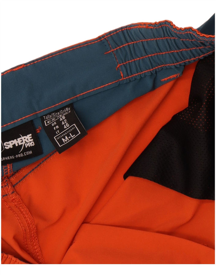 Pantalones cortos tipo cargo con gráficos para hombre Sphere Pro, tamaño mediano, W34, bloques de color naranja