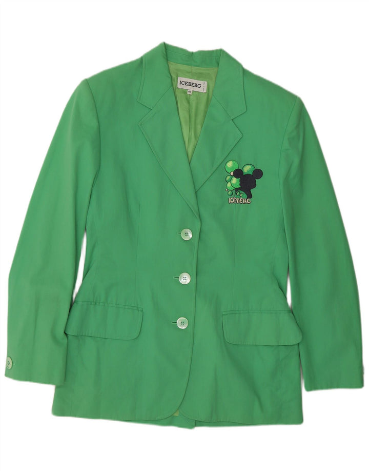 Iceberg - Chaqueta tipo blazer con diseño de Mickey Mouse para mujer, talla 46, color verde