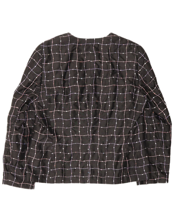 Blusa camisera para mujer Elegance UK 46 Large Black Check Silk