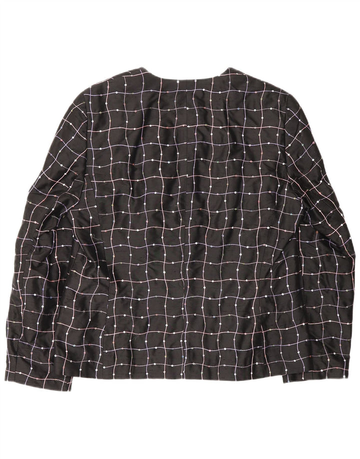 Blusa camisera para mujer Elegance UK 46 Large Black Check Silk