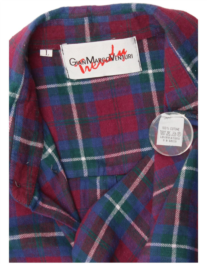 Gian Marco Venturi Camisa de franela para hombre Algodón a cuadros burdeos grande