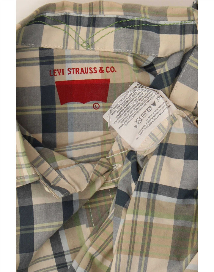 Camisa Levi's Hombre De Manga Corta De Algodón A Cuadros Verdes Grandes