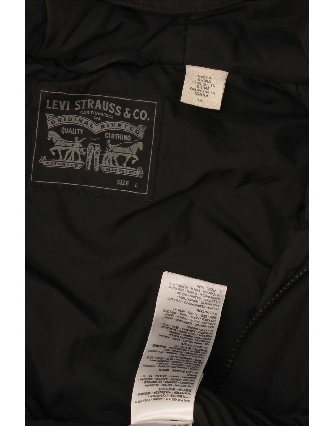 Levi's Chaqueta acolchada con capucha para hombre UK 40 Large Poliéster negro