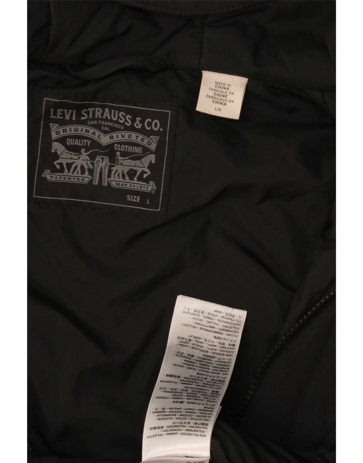 Levi's Chaqueta acolchada con capucha para hombre UK 40 Large Poliéster negro