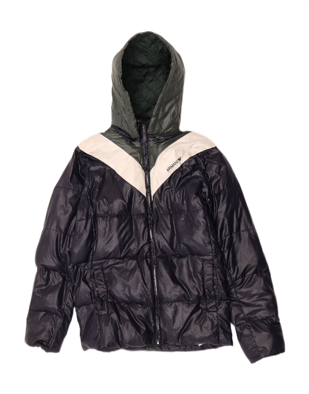 Armani Junior Chaqueta acolchada con capucha para niño 15-16 años Azul marino Colorblock