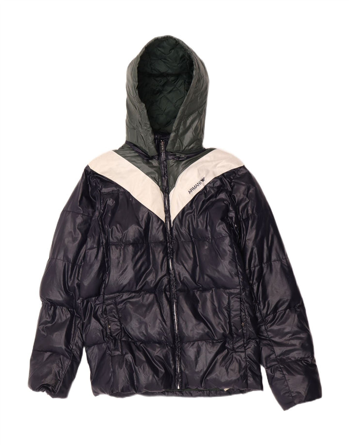 Armani Junior Chaqueta acolchada con capucha para niño 15-16 años Azul marino Colorblock