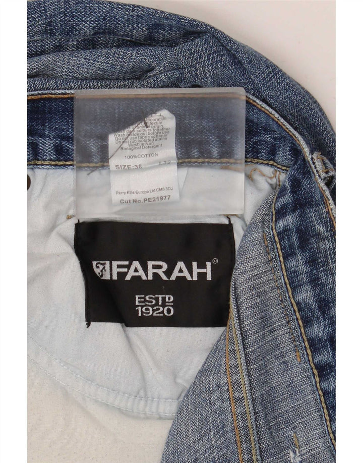 Farah Vaqueros Rectos Para Hombre W38 L32 Algodón Azul