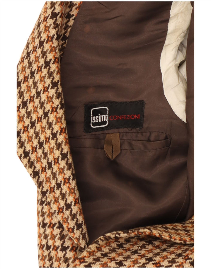 Issimo Chaqueta tipo blazer de 2 botones para hombre UK 38 Marrón medio Pata de gallo