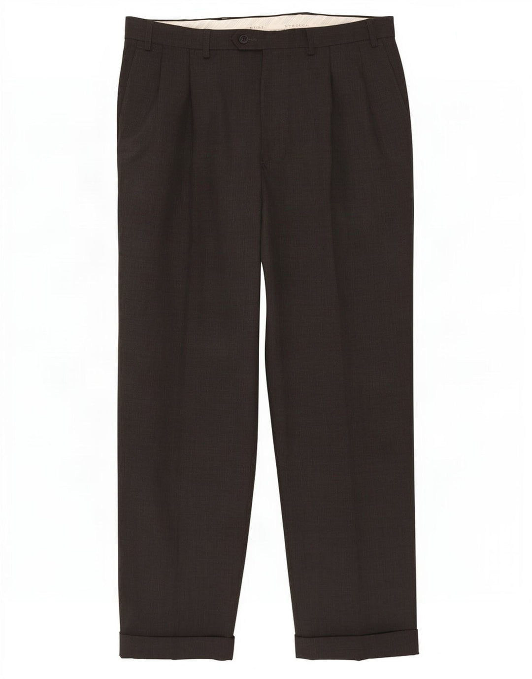 Marks & Spencer Pantalón de traje elástico con pinzas para hombre W36 L31 Poliéster gris