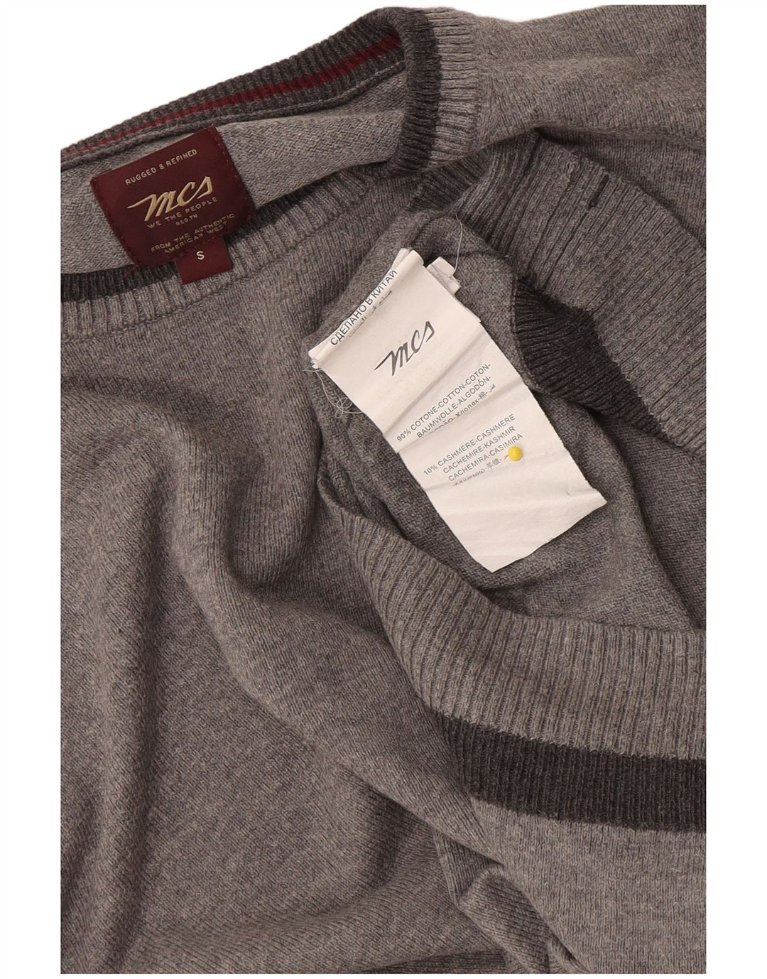 Marlboro Classics - Jersey de cuello redondo para hombre, talla pequeña, algodón moteado gris