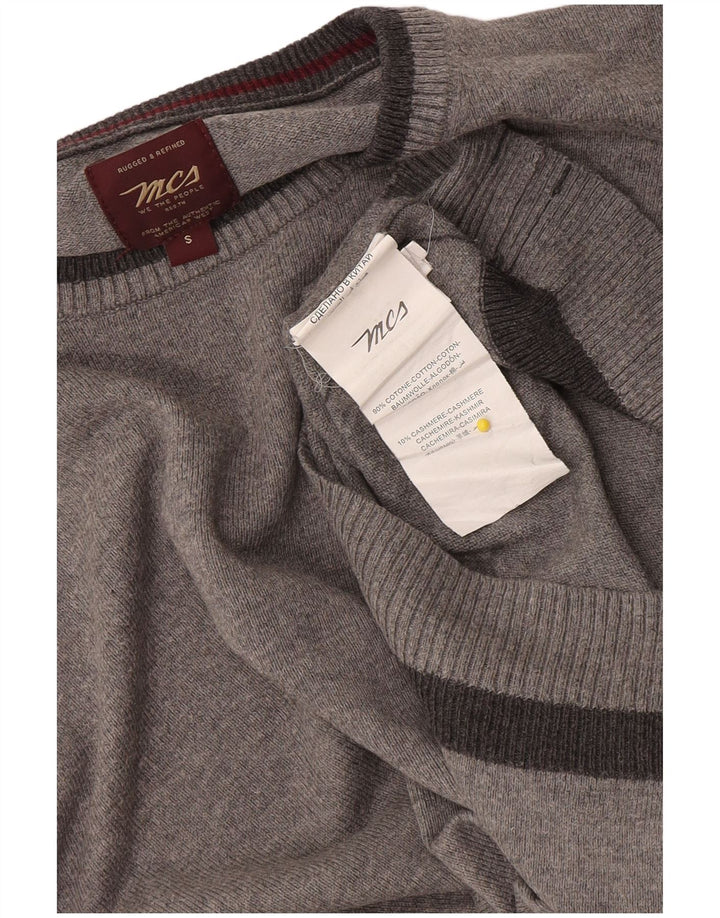 Marlboro Classics - Jersey de cuello redondo para hombre, talla pequeña, algodón moteado gris