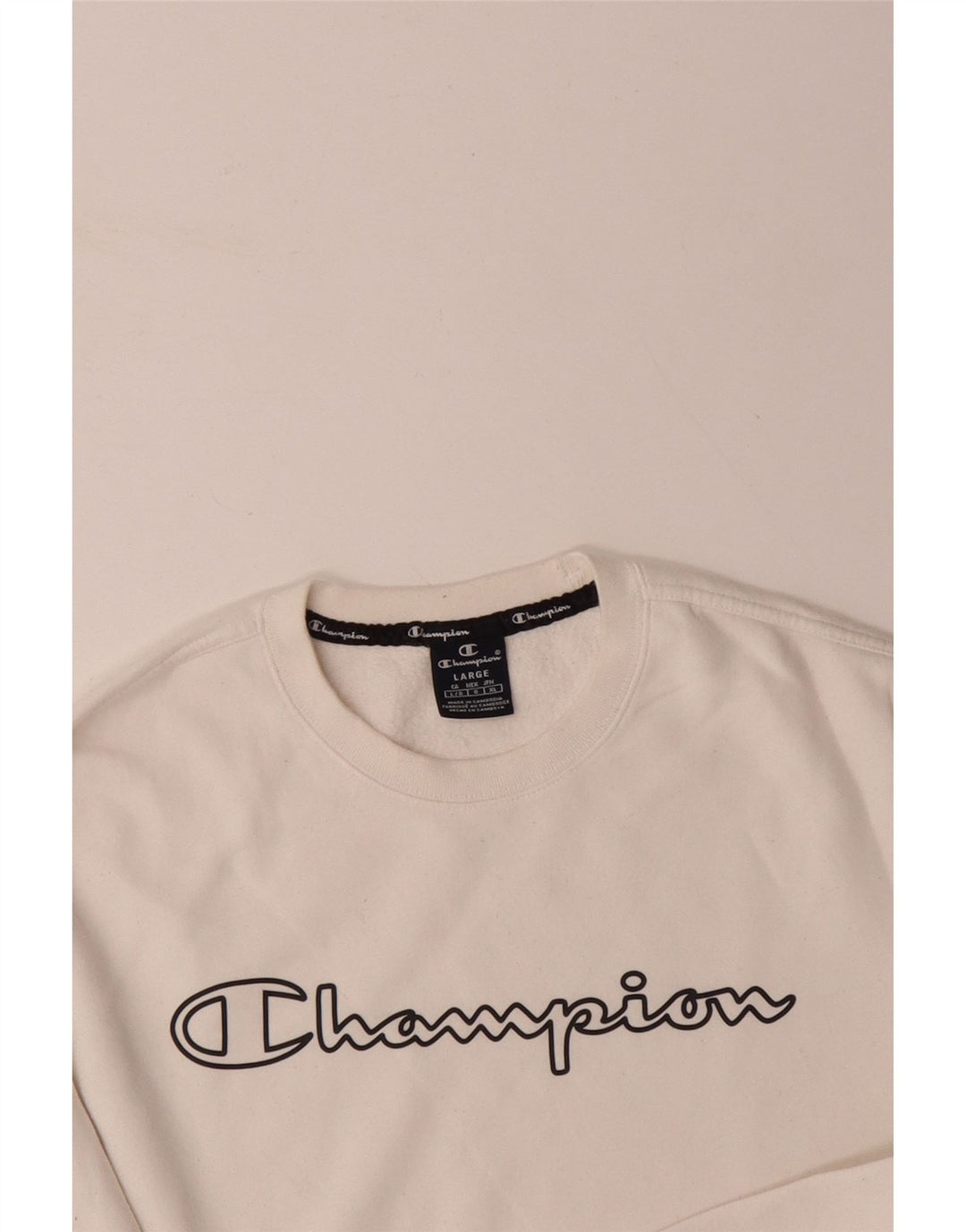CHAMPION Sudadera gráfica para hombre Jumper Large White Cotton