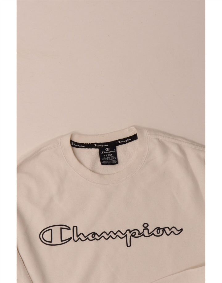 CHAMPION Sudadera gráfica para hombre Jumper Large White Cotton