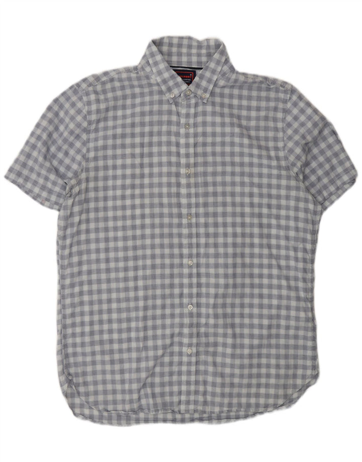 SUPERDRY Camisa Regular Fit De Manga Corta Para Hombre XL Algodón A Cuadros Azul