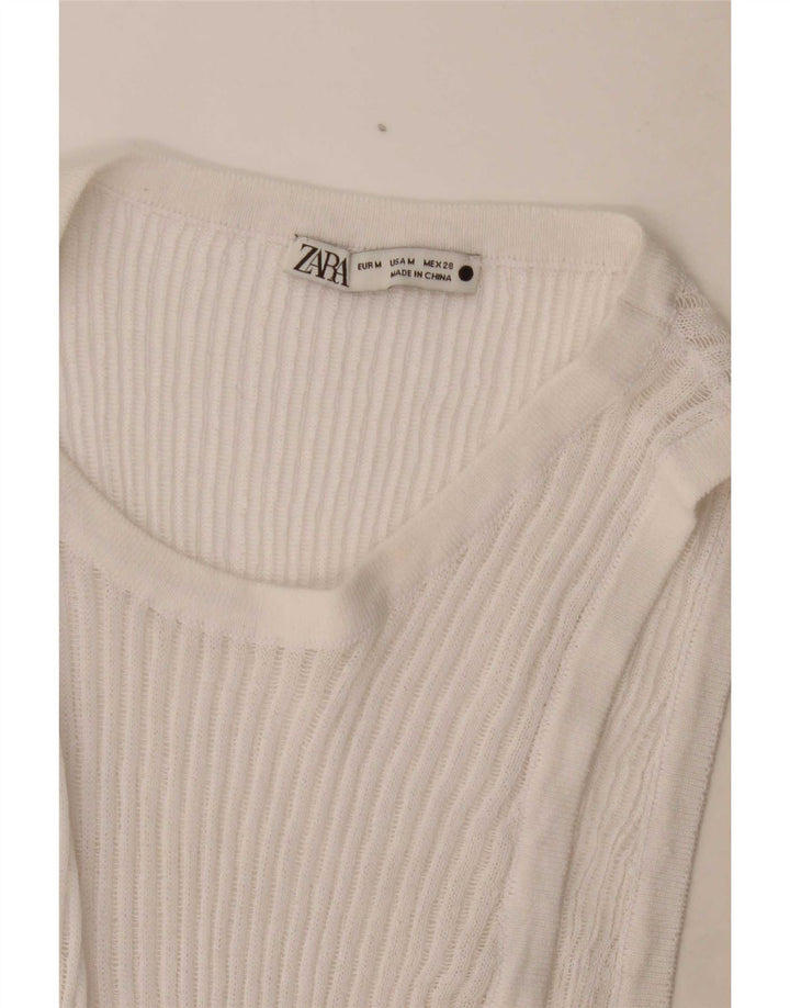 Zara Mujer Chaleco Top UK 44 Medio Blanco