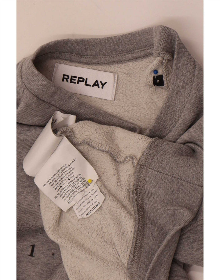 Replay - Sudadera con gráfico corto para mujer, talla 44, color gris medio moteado