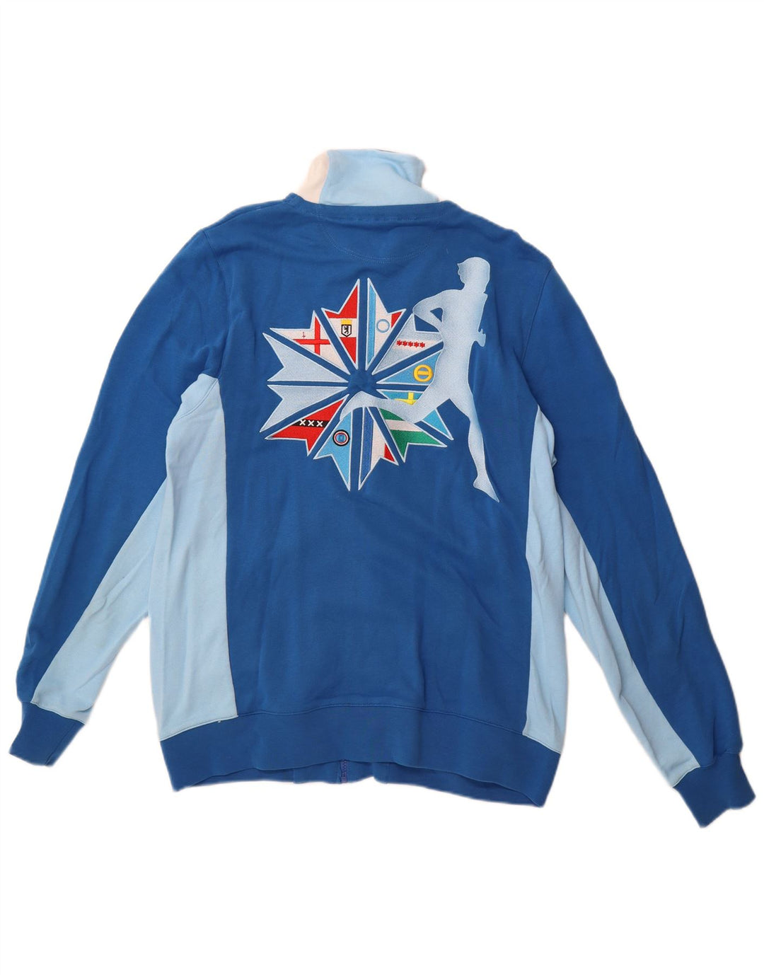 Reebok - Chaqueta de chándal con gráfico para hombre, talla grande, algodón azul color block