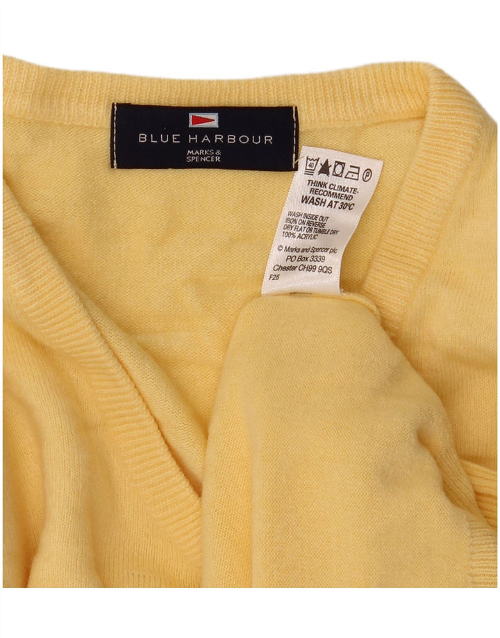 MARKS & SPENCER Suéter tipo jersey con cuello en V azul Harbor para hombre Amarillo mediano
