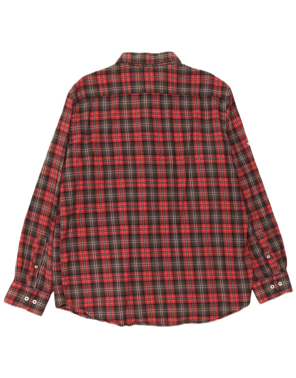 CARRERA Camisa de franela de ajuste regular para hombre 2XL Algodón a cuadros rojos