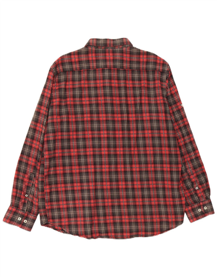 CARRERA Camisa de franela de ajuste regular para hombre 2XL Algodón a cuadros rojos
