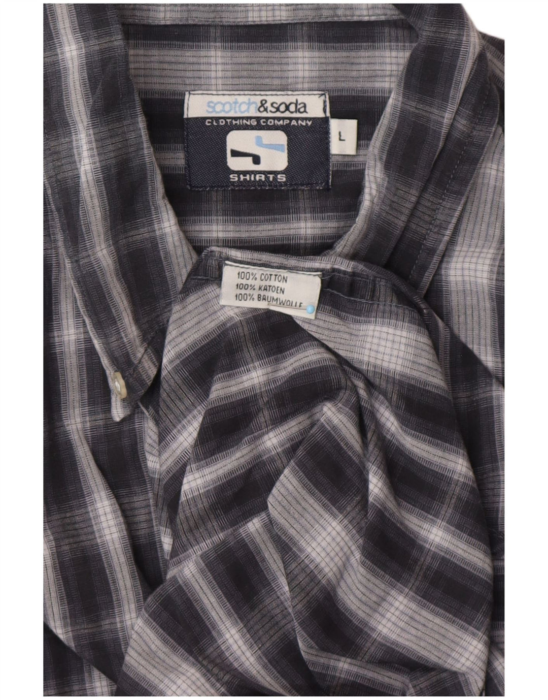 SCOTCH & SODA Camisa Hombre Large Azul Marino Cuadros Algodón Clásico