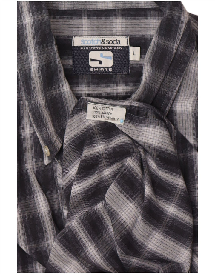 SCOTCH & SODA Camisa Hombre Large Azul Marino Cuadros Algodón Clásico