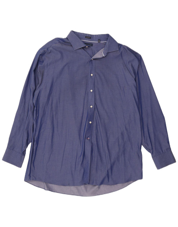 Tommy Hilfiger Camisa de corte regular para hombre Talla 18 2XL Algodón azul