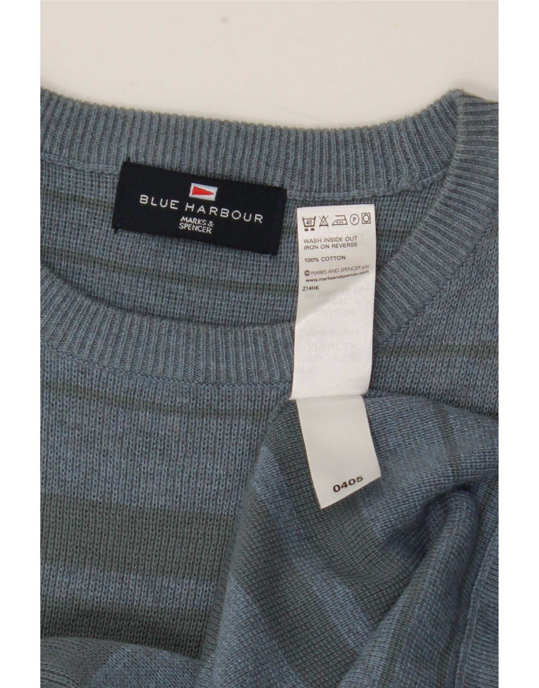 Marks & Spencer Jersey de cuello redondo azul Harbour para hombre con rayas medianas