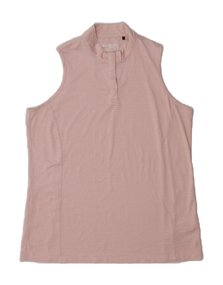 COLUMBIA Womens Vest Top UK 14 Large Pink Pinstripe Polyester Vintage Columbia and Second-Hand Columbia from Messina Hembry 