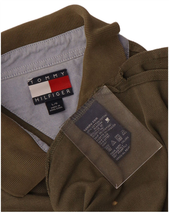 TOMMY HILFIGER Polo para hombre Large Khaki Cotton