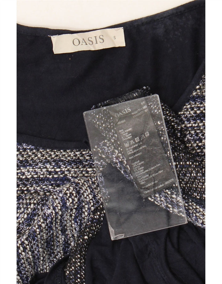 Oasis Mujer Top Manga Larga UK 40 Pequeño Poliéster A Rayas Azul Marino