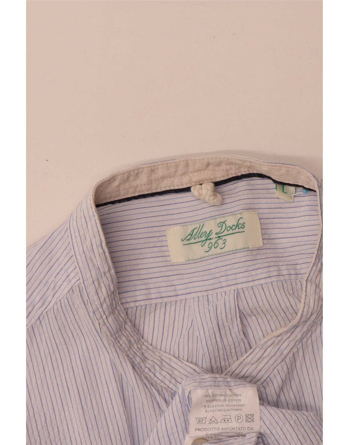 Alley Docks Camisa para hombre grande de algodón a rayas azules
