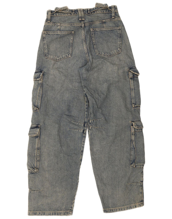 Zara Vaqueros Sueltos Cargo De Cintura Alta Para Mujer EU 36 XS W26 L30 Algodón Azul
