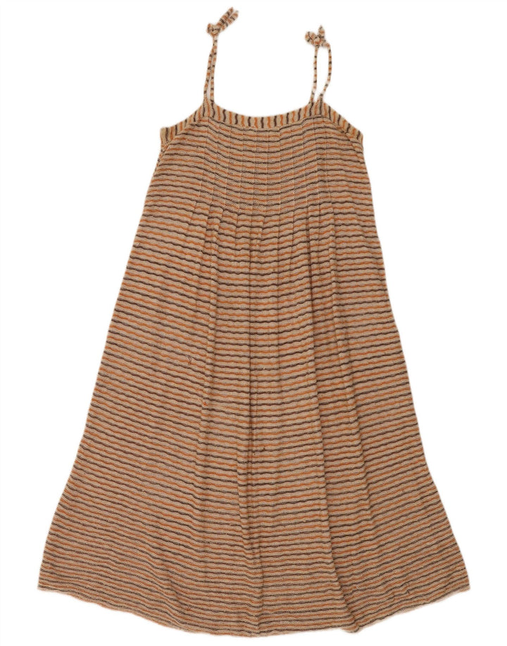 Vintage mujer punto slip vestido Reino Unido 12 medio multicolor rayas