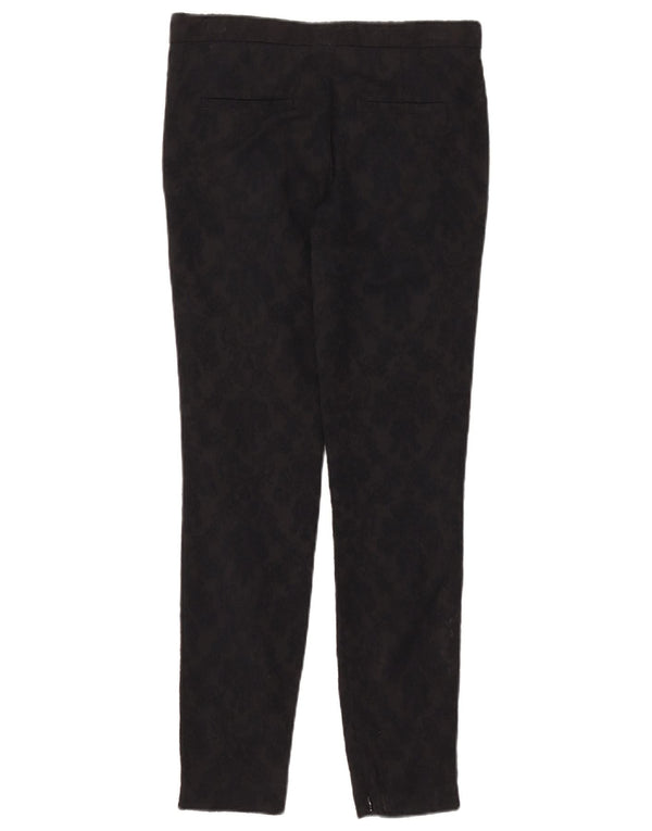 Zara Mujer Pantalón Chino Slim XS W24 L28 Algodón Floral Negro