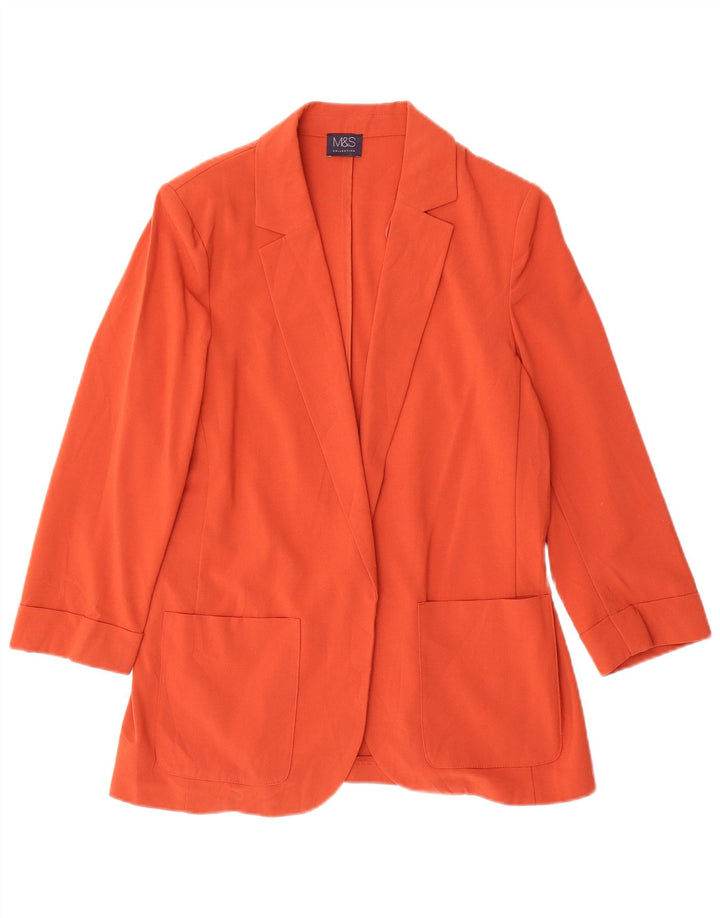 Marks & Spencer Chaqueta Blazer Abierta de Manga 3/4 para Mujer UK 42 Naranja Mediana