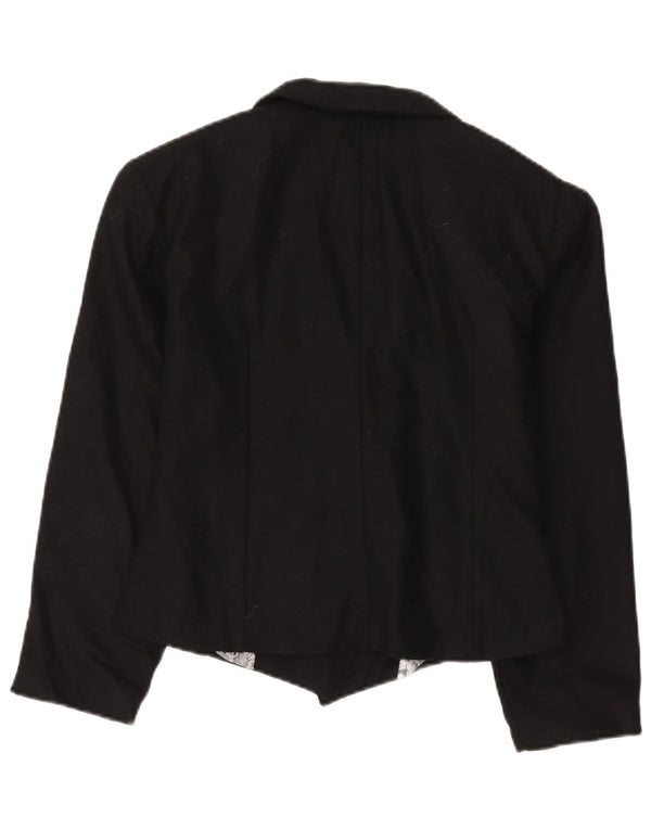Vintage mujer doble pecho Blazer chaqueta Reino Unido 14 lana negra mediana