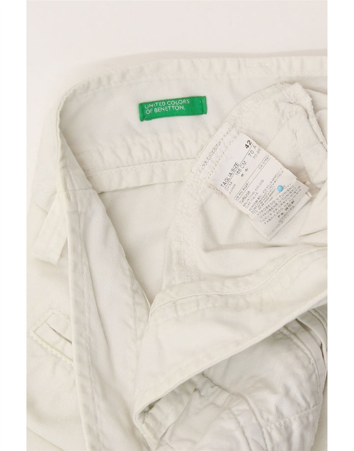 Pantalones Cortos Chinos Benetton IT 42 Medium W30 Blanco Algodón