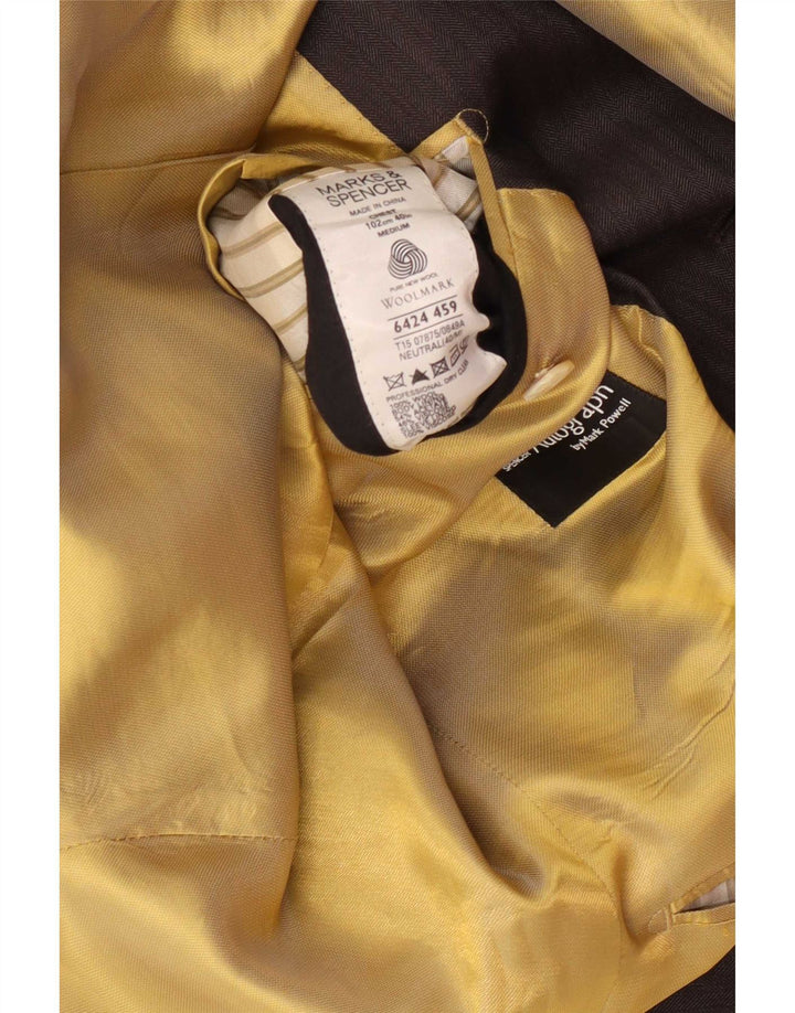 Marks & Spencer Chaqueta tipo blazer con 1 botón para hombre, talla 40, color gris medio