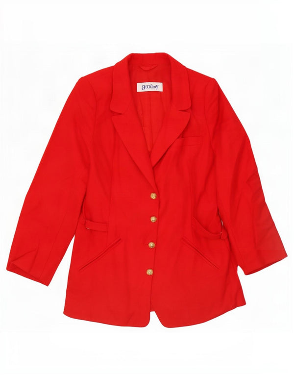 Vintage mujer 4 botones Blazer chaqueta Reino Unido 14 rojo medio