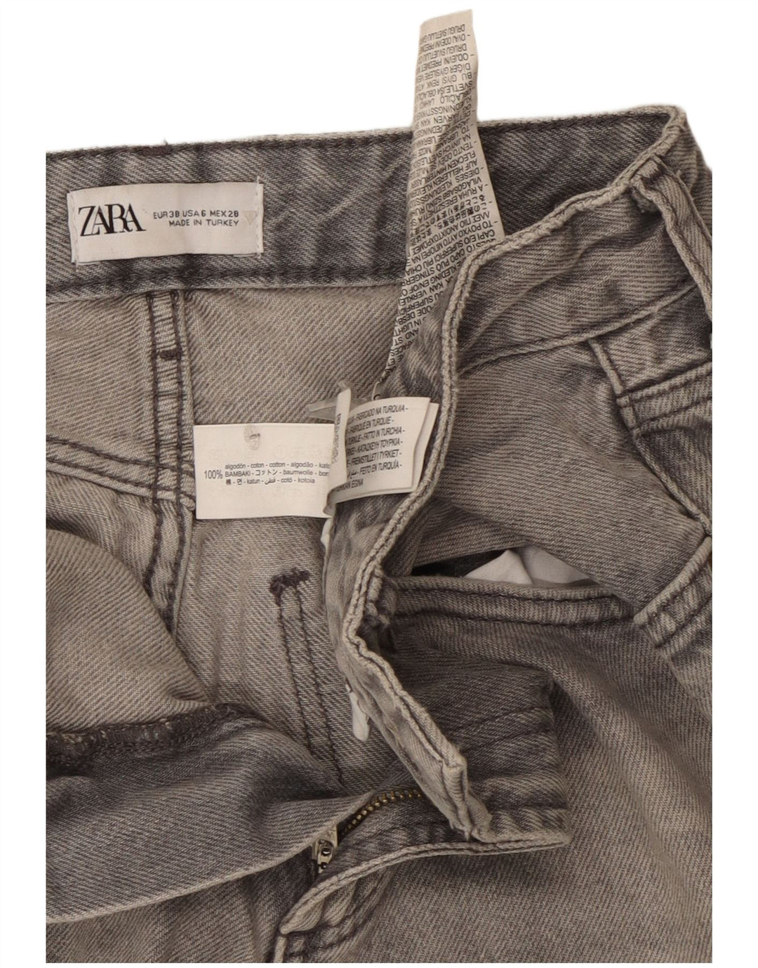 Zara Jeans De Pierna Ancha Para Mujer EU 38 Medium W28 L33 Algodón Gris