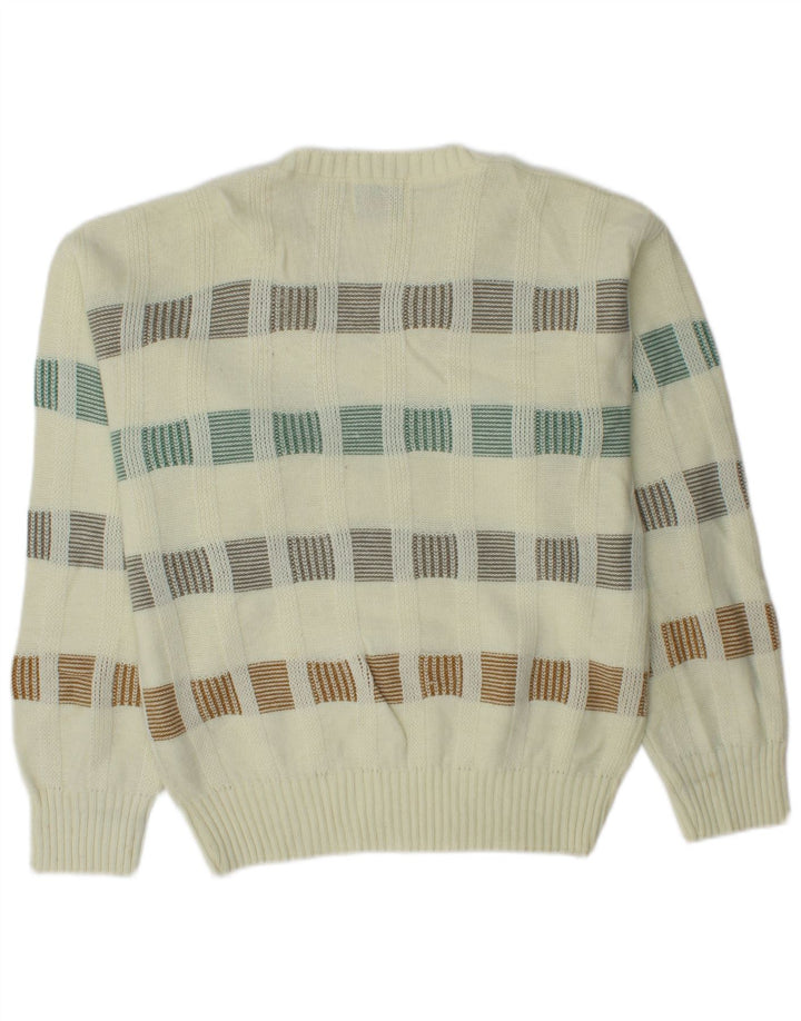 LONDON FOG Suéter con Cuello en V para Hombre Pequeño Acrílico a Rayas Blanco Roto