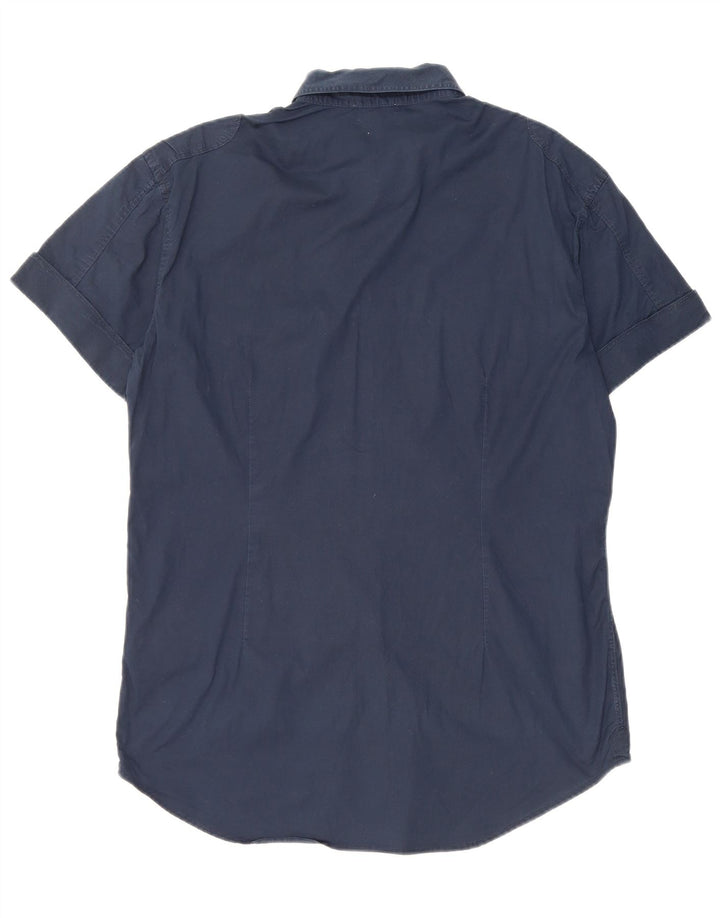 Camisa Gaudí Mujer Manga Corta Grande Algodón Azul Marino