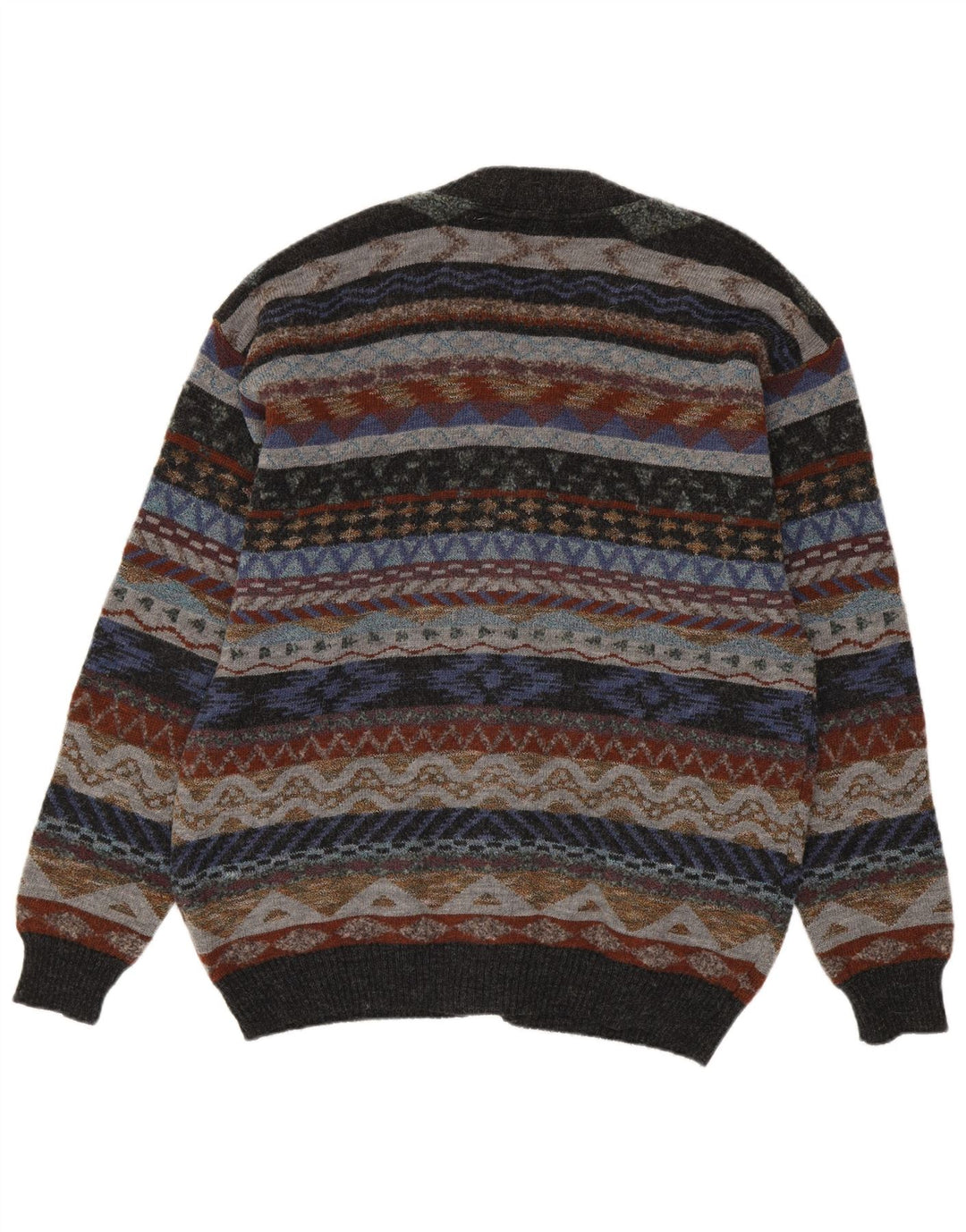 COMPASS CARD Cárdigan para hombre IT 52 Lana geométrica gris grande