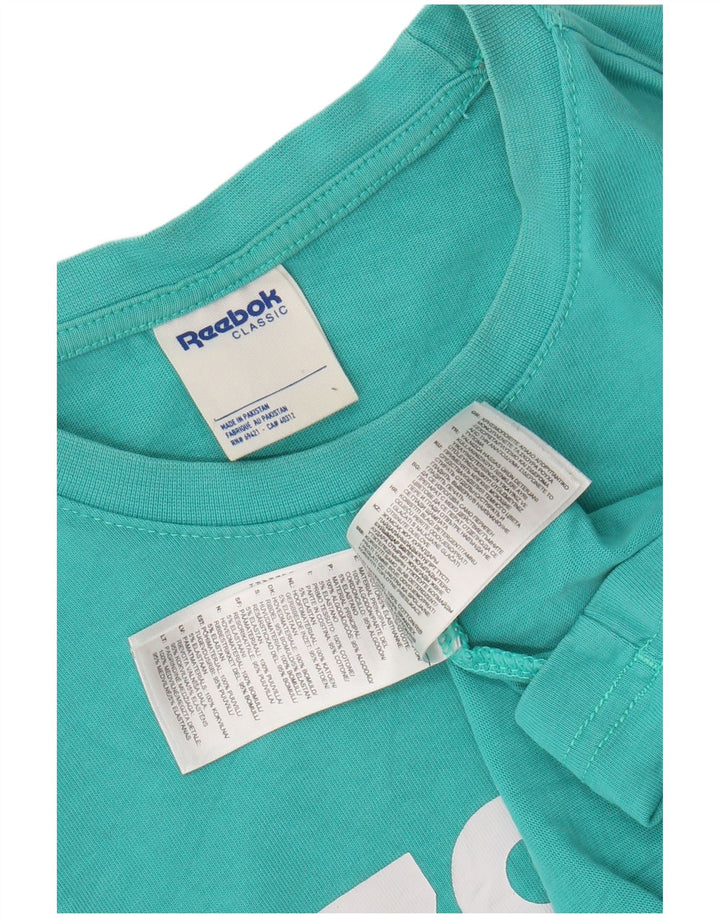 REEBOK Camiseta clásica con gráfico para hombre Top Medium Turquesa Algodón