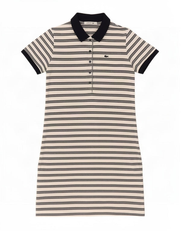 Vestido polo para mujer Lacoste Talla 44 Algodón a rayas blancas grandes
