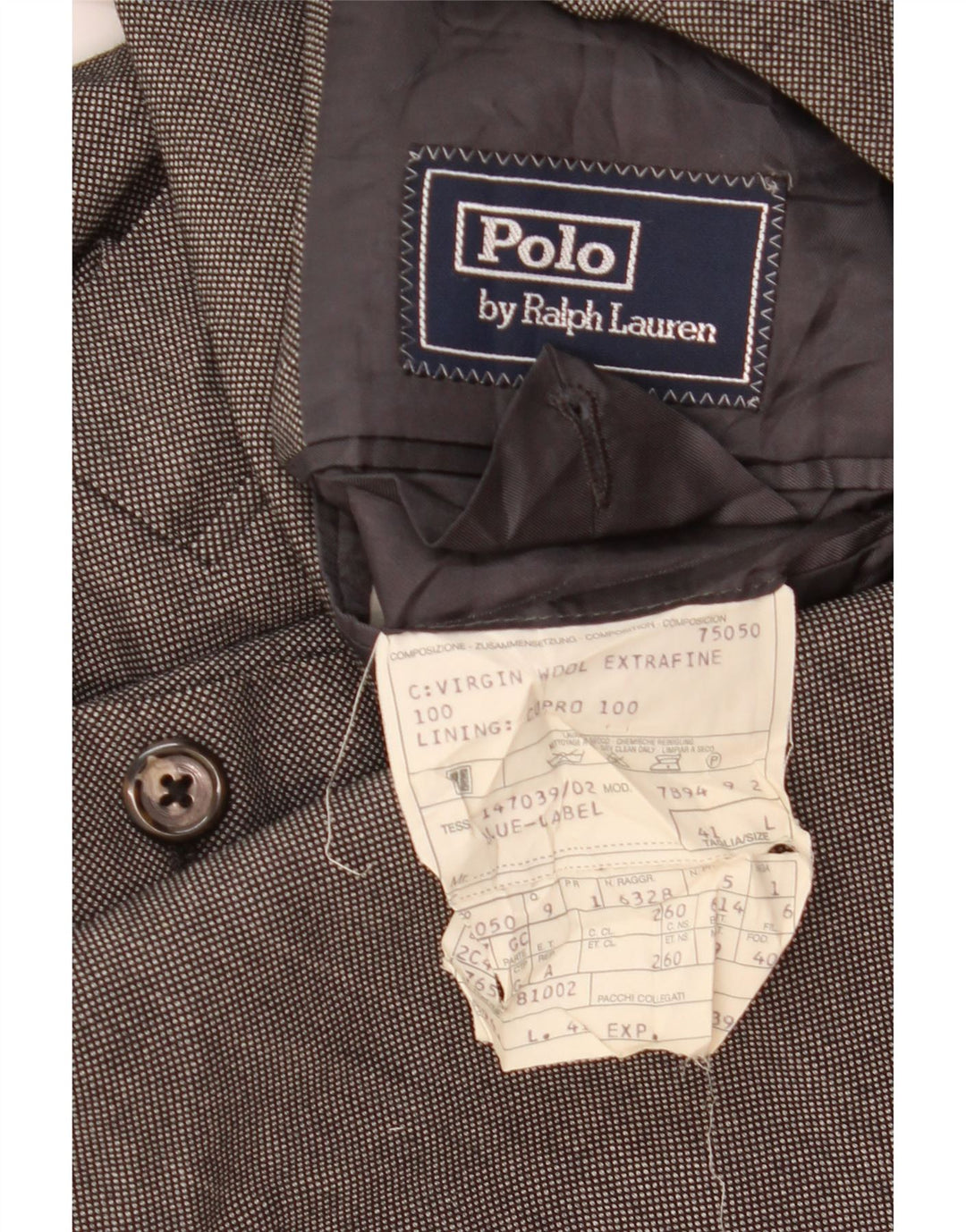 Polo Ralph Lauren Chaqueta larga de 3 botones para hombre, talla 41, color gris