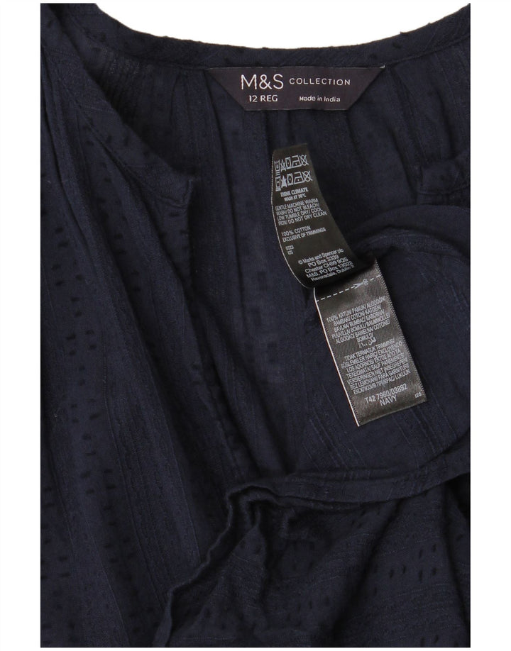 Marks & Spencer Vestido escalonado para mujer Reino Unido 42 Algodón azul marino mediano